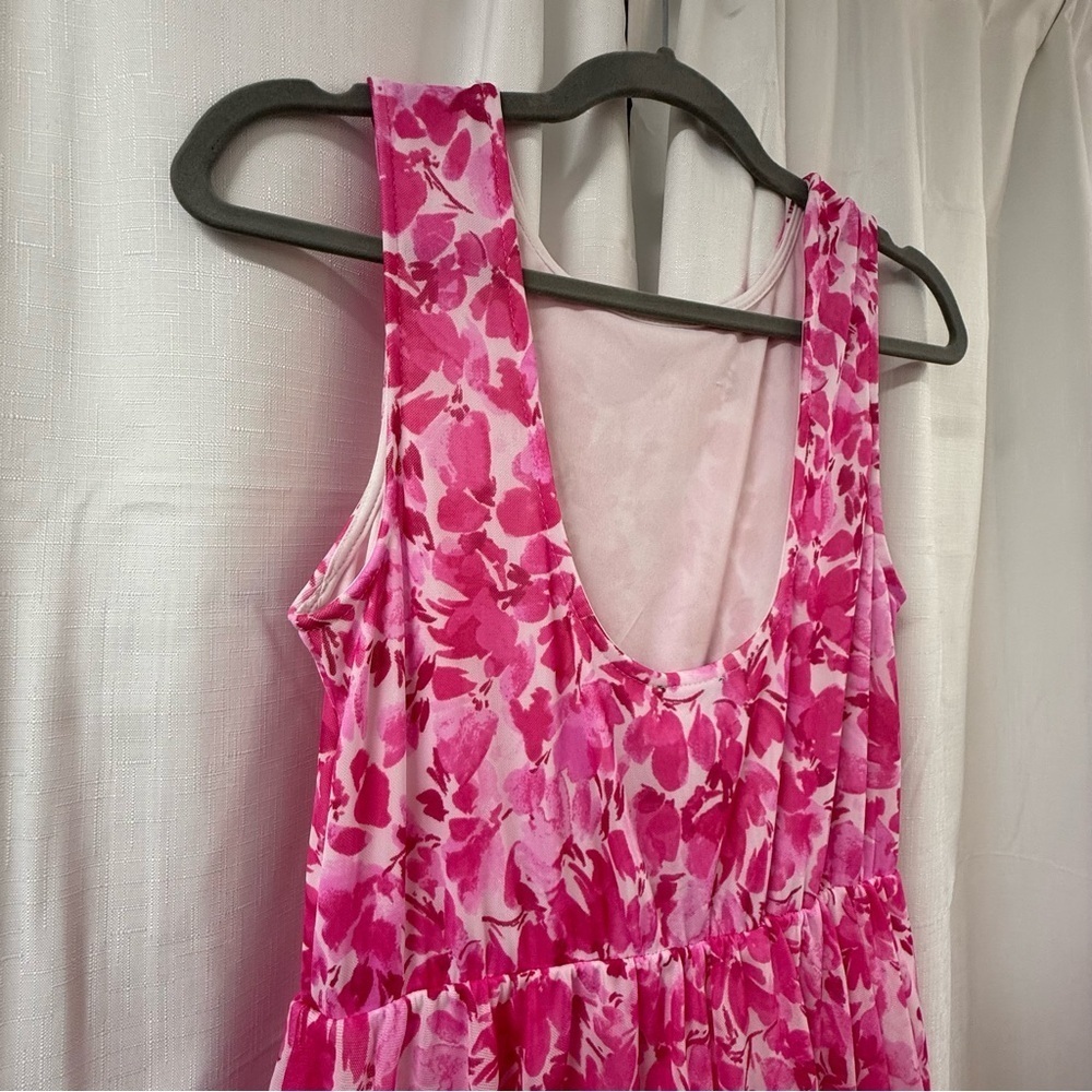 Vince Camuto Pink Floral Tiered Maxi Dress Sleeveless Size Small - Picture 5 of 6